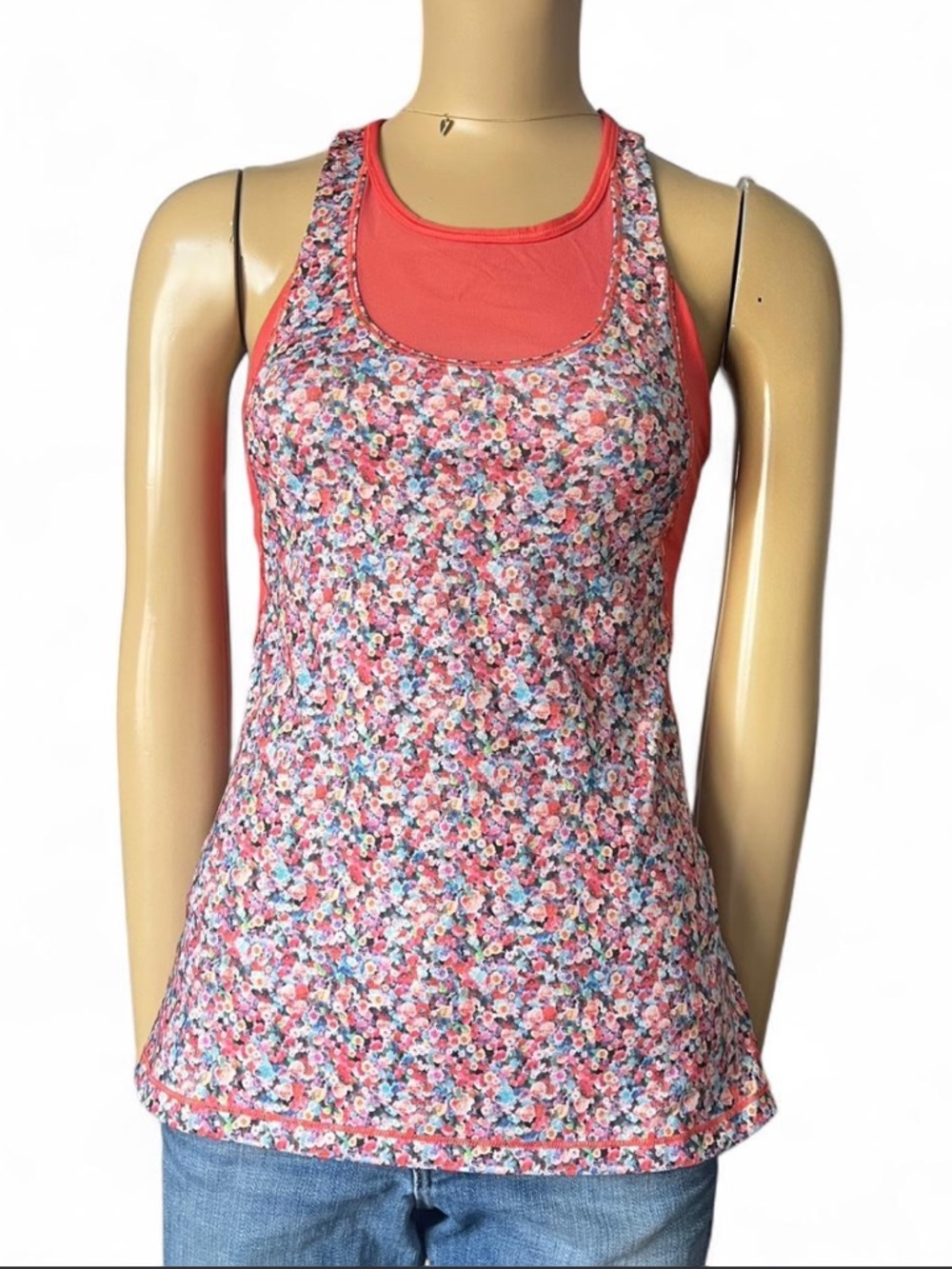 Lululemon Coral Pink Floral Racerback Tank Top size 6